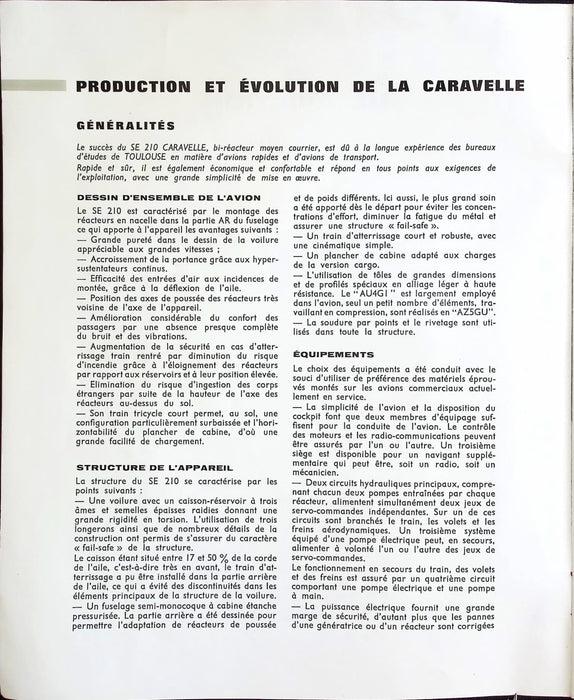 Sud-Aviation SE.210 Caravelle – productiebrochure uit 1963 (gedrukt origineel)