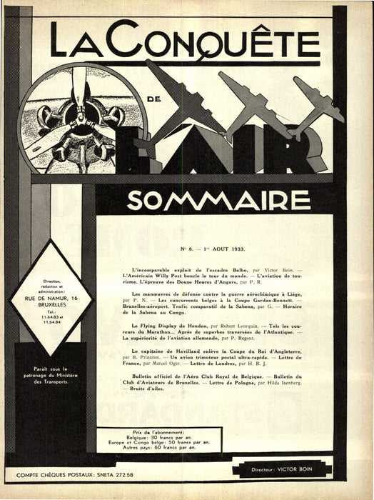 La Conquête de l'Air 1933 08