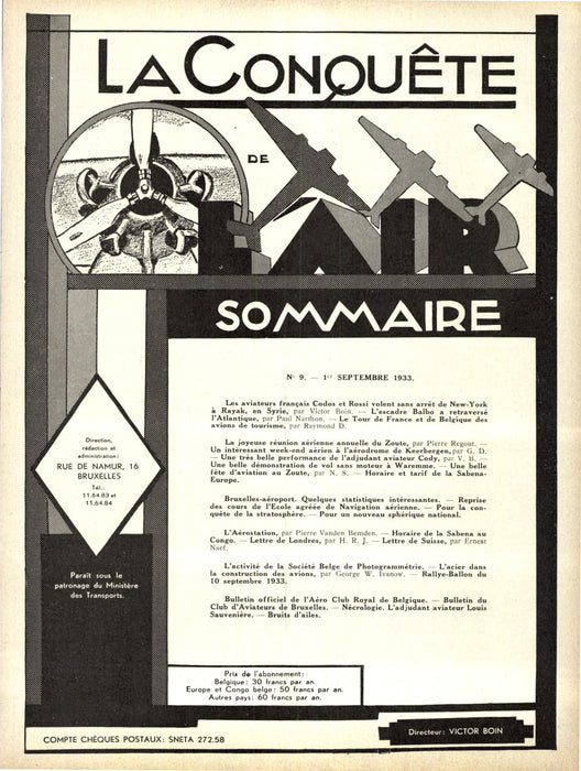 La Conquête de l'Air 1933 09