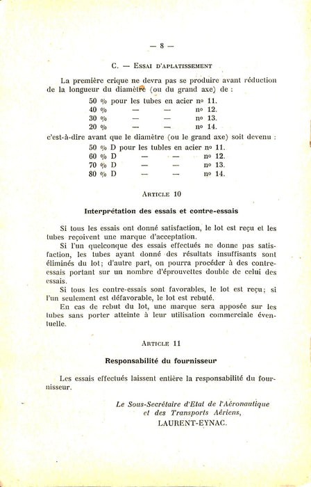 Cahier des charges des tubes en acier au carbone pour la construction aéronautique (1929) (édition originale)