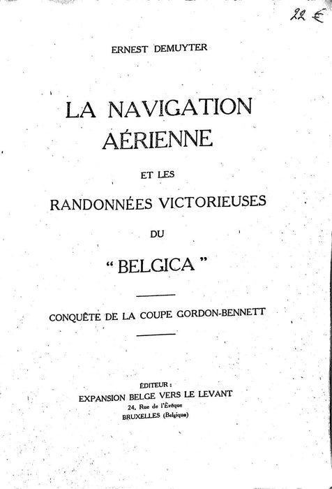 Demuyter, Ernest - La navigation aérienne et les randonnées du Belgica 1927