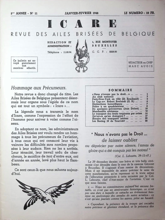 Icare - revue des Ailes Brisées de Belgique (1948) (édition numérique)