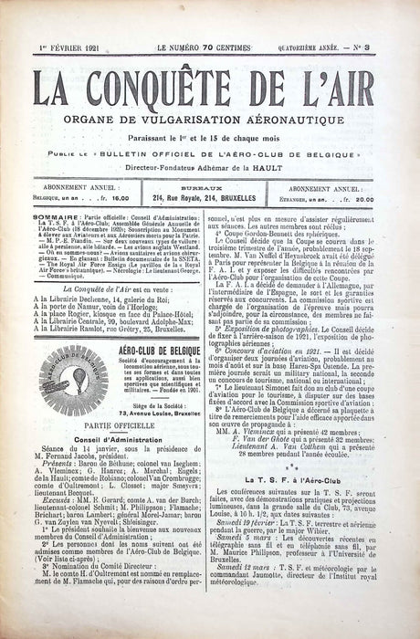La Conquête de l'Air 1921 02 01