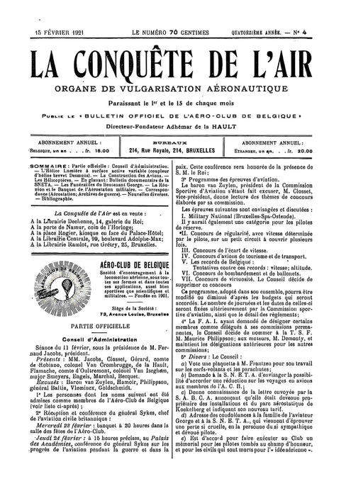 La Conquête de l'Air 1921 02 15