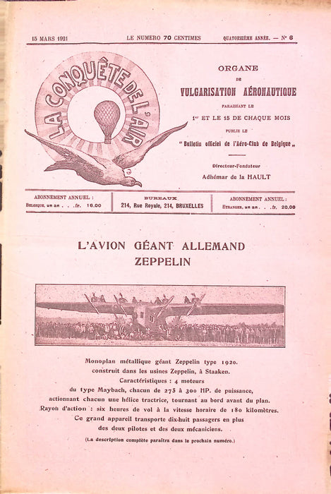 La Conquête de l'Air 1921 03 15