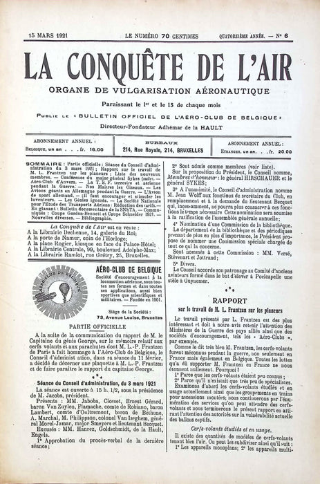 La Conquête de l'Air 1921 03 15