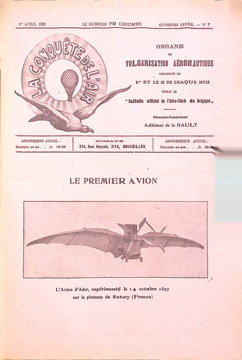 La Conquête de l'Air 1921 04 01