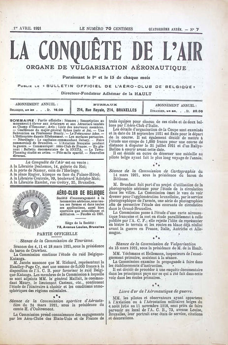La Conquête de l'Air 1921 04 01