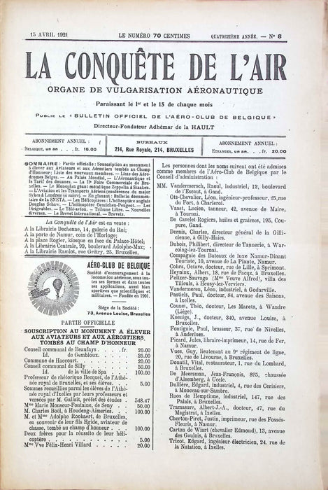 La Conquête de l'Air 1921 04 15