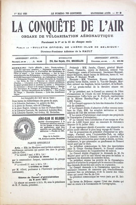 La Conquête de l'Air 1921 05 01