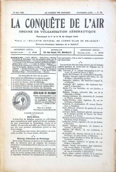 La Conquête de l'Air 1921 05 15