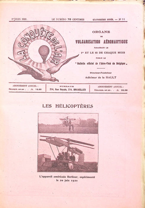 La Conquête de l'Air 1921 06 01