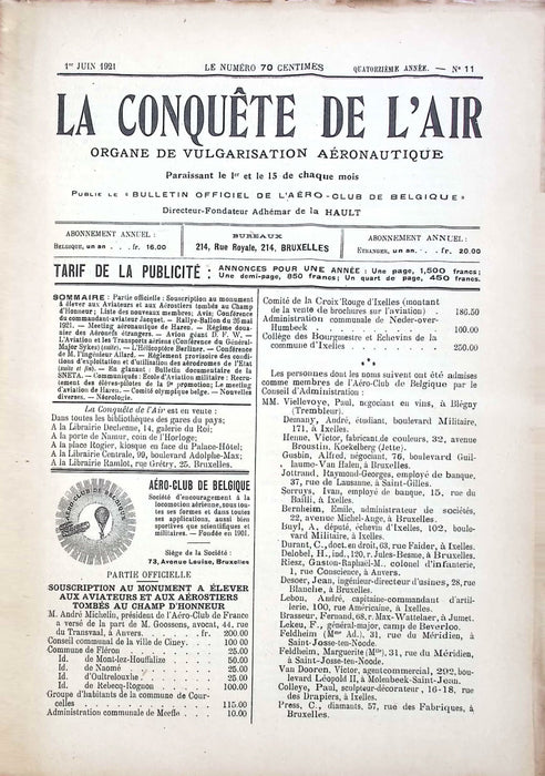 La Conquête de l'Air 1921 06 01