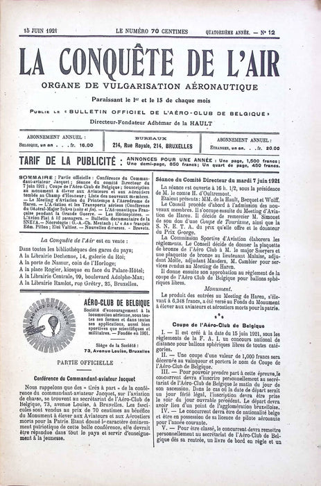 La Conquête de l'Air 1921 06 15