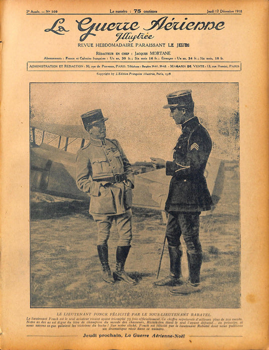La Guerre Aérienne Illustrée - 1918 12 Décembre