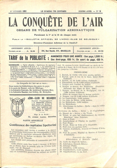 La Conquête de l'Air 1923 02 01