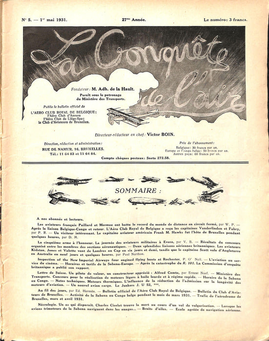 La Conquête de l'Air 1931 05