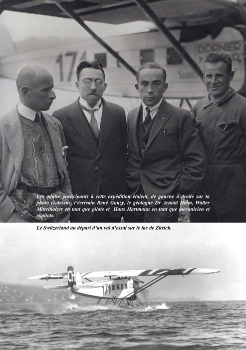 Walter Mittelholzer et son équipe devant l'hydravion Dornier avant le raid Transafrique en 1927, pour l'ebook d'aviation.