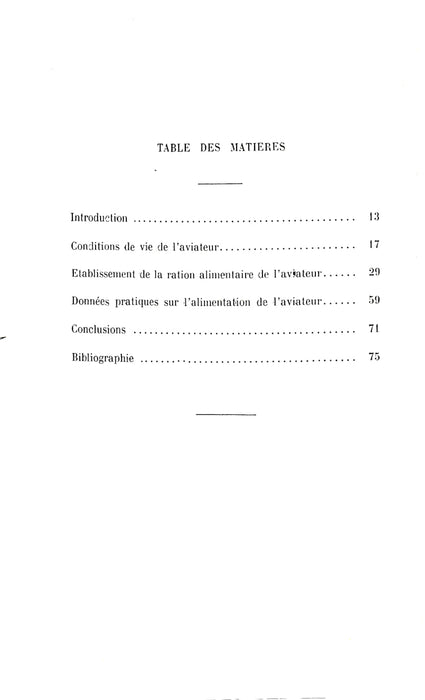 Robin Yves - Contribution à l’étude de l’alimentation de l’aviateur (1953) (édition originale)
