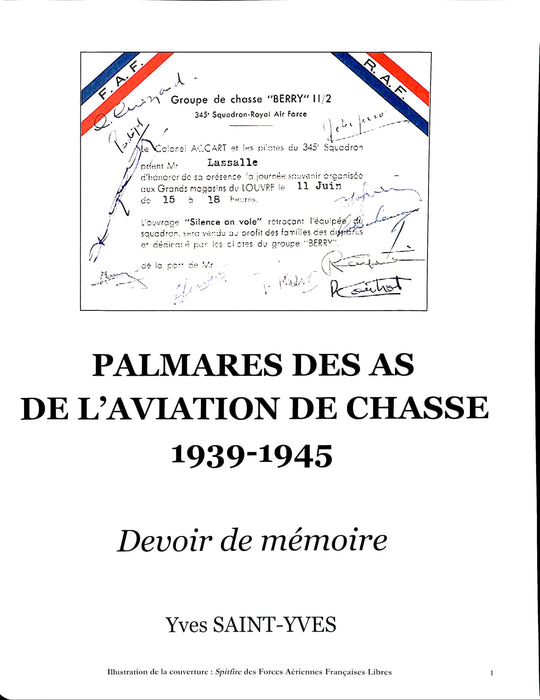Saint-Yves Yves - Palmares des as de l’aviation de chasse 1939-1945 (2013) (édition imprimée)