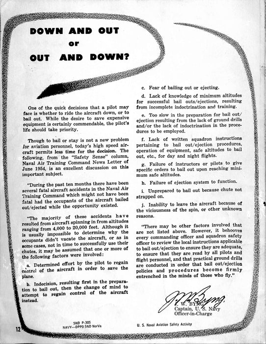 US Navy weekly aviation safety bulletin #21-1954