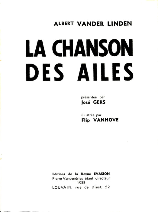 Vander Linden Albert - La Chanson des Ailes (1933) (édition originale)