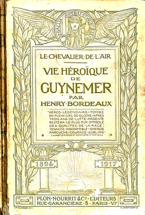 Bordeaux Henry - Vie héroique de Guynemer » (1918) (édition originale)