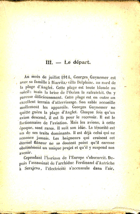 Bordeaux Henry - Vie héroique de Guynemer » (1918) (édition originale)