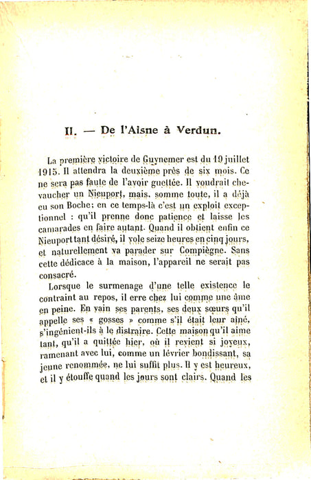 Bordeaux Henry - Vie héroique de Guynemer » (1918) (édition originale)