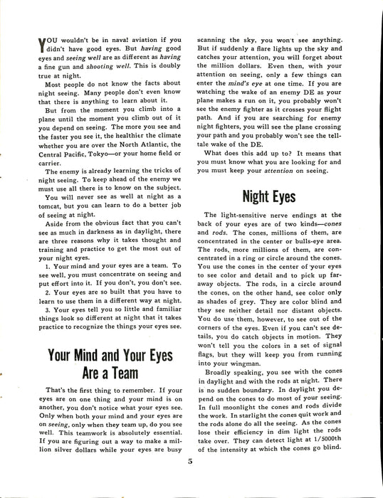 US Navy - La vision nocturne des aviateurs (1944) (édition originale)