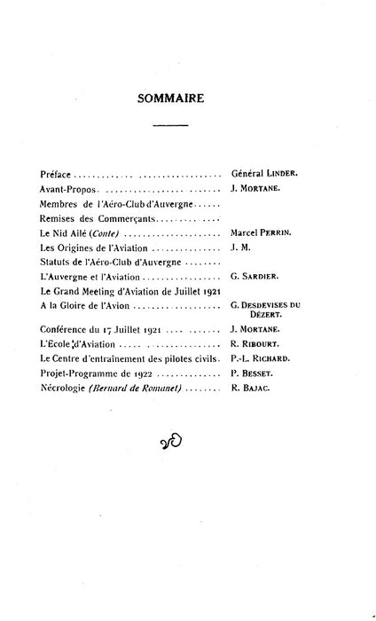 Aeroclub d'Auvergne - 电话簿  1922