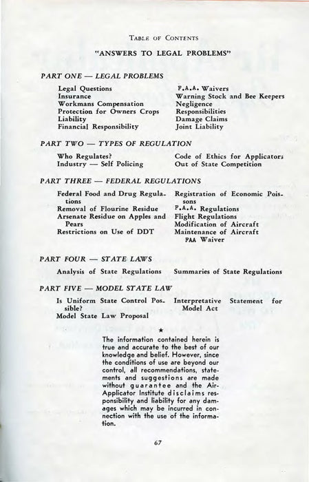 Air Applicator 5 - Answers to Legal Problems (1965)