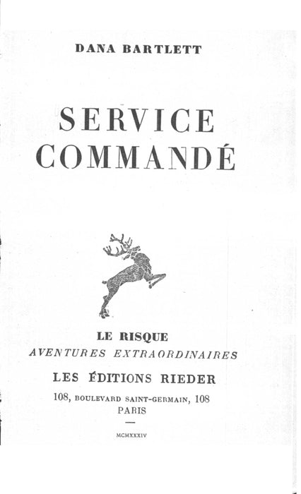 Bartlett, Dana - Service commandé (1934) (ebook)
