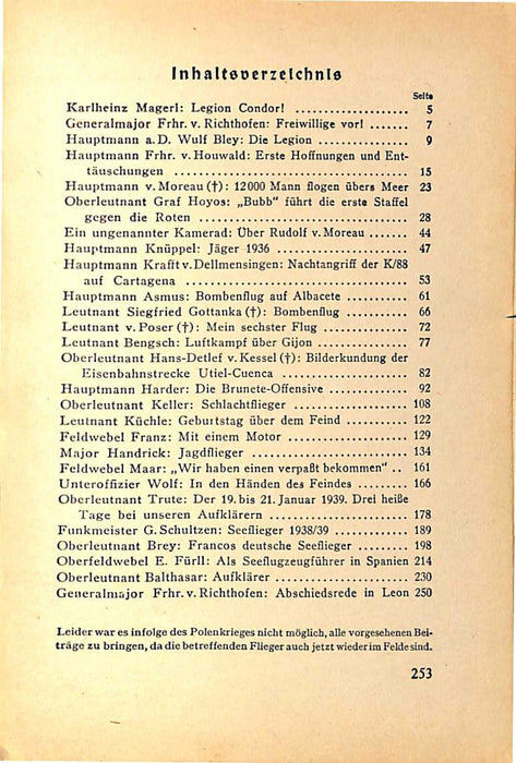 Bley, Wulf - Das Buch der Spanienflieger (1939) (Primera edición impresa)