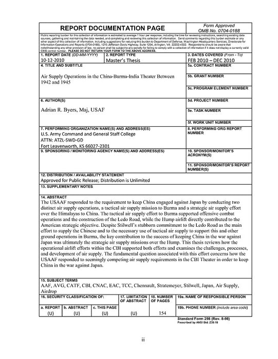 Byers, Adrian - 拜尔斯，阿德里安--1942-1945年中国-缅甸-印度战场的空中补给（2010年）。