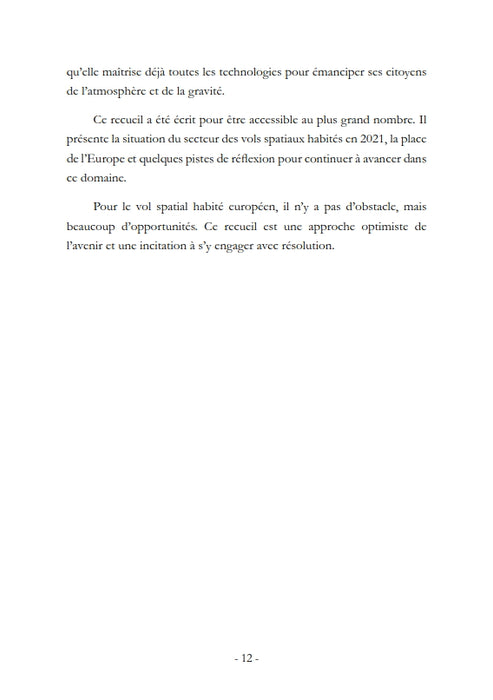 Coué, Philippe - Le vol spatial habité, un choix structurant pour l'Europe (2021) (printed)
