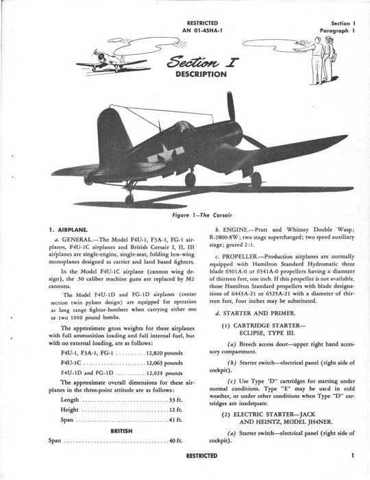 Vought Corsair F4U-1 Pilots Handbook for Navy Model (ebook)