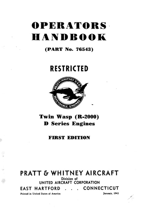 Pratt & Whitney Twin Wasp D Series engines operators handbook (PDF)