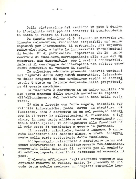 Aerfer - Note sull'aviogetto Sagittario 2  (1957) - opmerking van de fabrikant