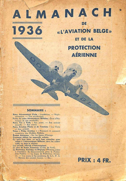 Almanach de l'aviation belge 1936 - Almanaque de la Aviación y Protección Aérea Belga