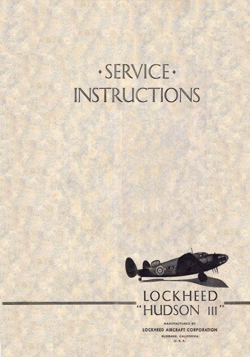 Lockheed Hudson III service manual (1941) (original imprimé)