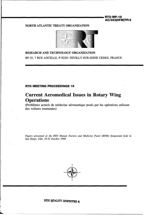 OTAN/NATO - Problèmes de médecine aéronautique dans les opérations des voilures tournantes (1998)