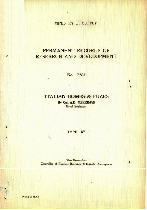 Merriman, Col. A. D. - Bombes et fusées italiennes (1948) (ebook)