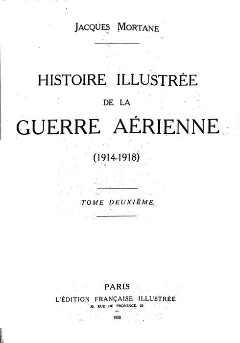 Mortane, Jacques - Histoire Illustrée de la Guerre Aérienne II 1920 (édition numérique)