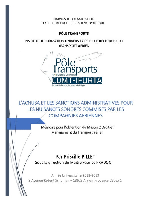 Pillet, Priscille - ACNUSA e le sanzioni contro il rumore delle compagnie aeree (2019)