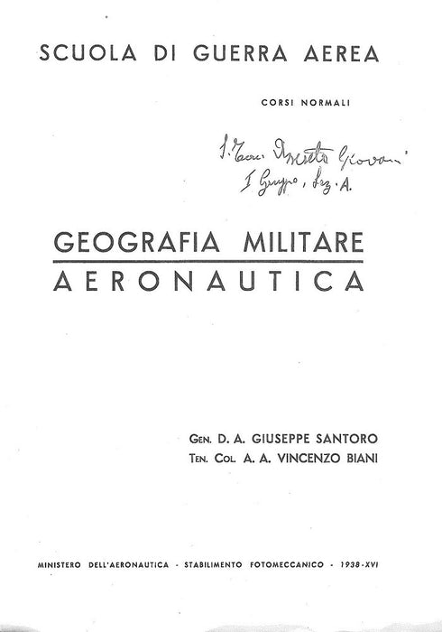 Scuola di Guerra Aerea - Géografia Militare Aeronautica (1938)